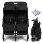 Puggle City Traveller Light Weight Compact Fold Twin Pushchair - Storm Black