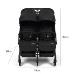 Puggle City Traveller Light Weight Compact Fold Twin Pushchair - Storm Black