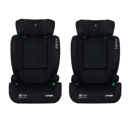 Puggle Easy Fix Plus i-Size R129 100-150cm ISOFIX Eco Booster Seats (2 Pack) - Storm Black (4-12 Years)