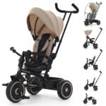 Puggle Easy Twist 6-in-1 Folding Trike with Handle and Rain Cover - Cashmere (9 Months - 5 Years)