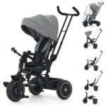 Puggle Easy Twist 6-in-1 Folding Trike with Handle and Rain Cover - Melange Grey (9 Months - 5 Years)