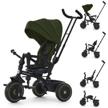 Puggle Easy Twist 6-in-1 Folding Trike with Parent Handle - Khaki (9 Months - 5 Years)