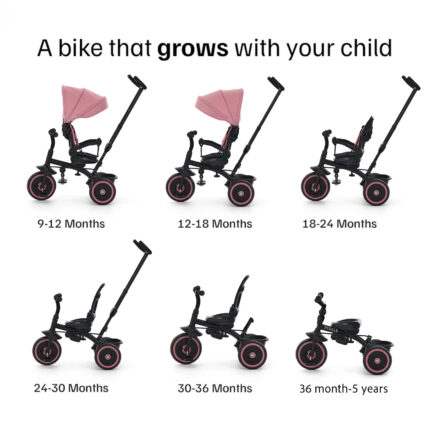 Puggle Easy Twist 6-in-1 Folding Trike with Parent Handle - Rose Pink (9 Months - 5 Years)