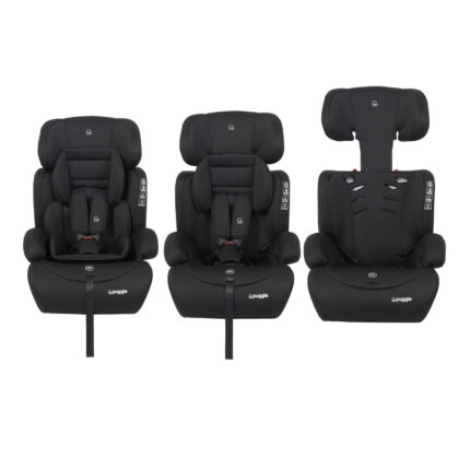 Puggle Maxi Gro Comfort Plus Group 1/2/3 Eco Car Seat Booster Seat with Insert - Storm Black (9 Months-12 Years)