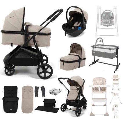 Puggle Monaco XT 2-in-1 Travel System with Car Seat 12-Piece Bundle - Cashmere