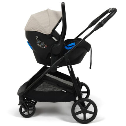 Puggle Monaco XT 2-in-1 Travel System with Henbury Cot Bed & Fibre Mattress 15-Piece Bundle - Cashmere