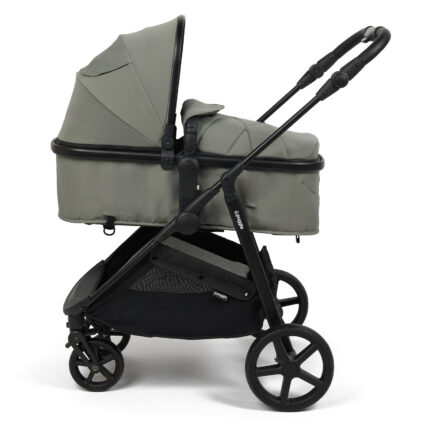 Puggle Monaco XT 2-in-1 Travel System with Henbury Cot Bed & Fibre Mattress 15-Piece Bundle - Seagrass