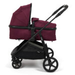 Puggle Monaco XT 2-in-1 Travel System with Henbury Cot Bed & Fibre Mattress 15-Piece Bundle - Burgundy