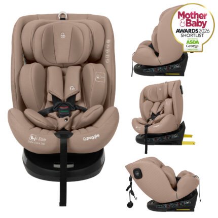 Puggle Safe Click i-Size R129 40-150cm 360 Rotate Eco ISOFIX Car Seat - Truffle (0-12 Years)