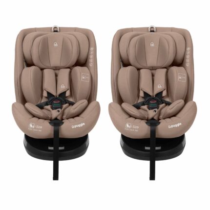 Puggle Safe Click i-Size R129 40-150cm 360 Rotate Eco ISOFIX Car Seat 2 Pack - Truffle (0-12 Years)
