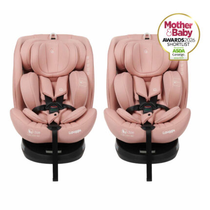 Puggle Safe Click i-Size R129 40-150cm 360 Rotate Eco ISOFIX Car Seats (2 Pack) - Blush Pink (0-12 Years)
