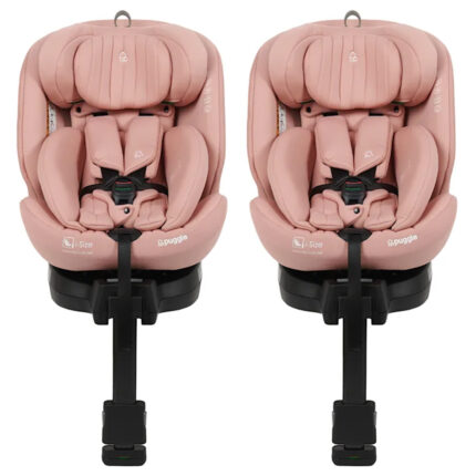 Puggle Safe Click Luxe 40-150cm i-Size 360° Rotate Group 0+/1/2/3 Car Seat (2 Pack)- Blush Pink (0-12 Years)