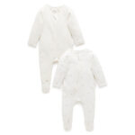 Purebaby 2 Pack Zip Sleepsuit - Vanilla Bear Pack