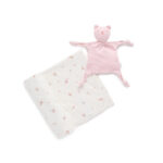 Purebaby Bunny Comforter & Swaddle Set - Vanilla Blossom