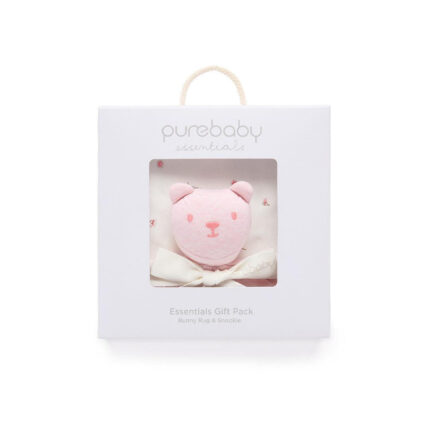 Purebaby Bunny Comforter & Swaddle Set - Vanilla Blossom