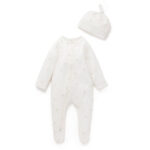 Purebaby Zip Sleepsuit & Hat Set - Vanilla Bear