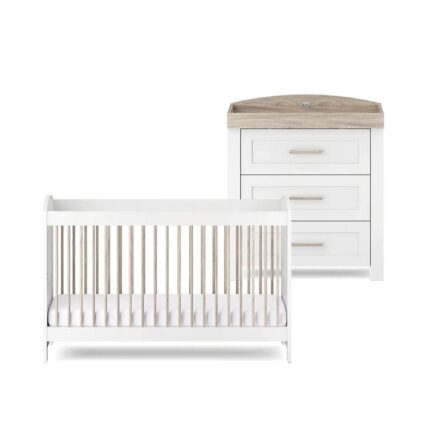 Silver Cross Valencia 2 Piece Nursery Set (Cot Bed & Dresser) - Ash White