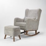 Tutti Bambini Harper Wingback Rocking Chair & Storage Footstool - Cloud Grey