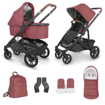 UPPAbaby Cruz V2 Pushchair with Carrycot, Matching Footmuff, Back Pack & Mitts - Lucy